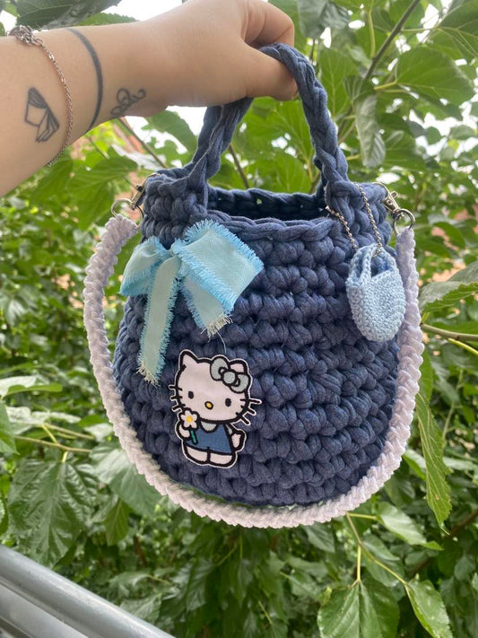 .Blue and white Hello Kitty handbag