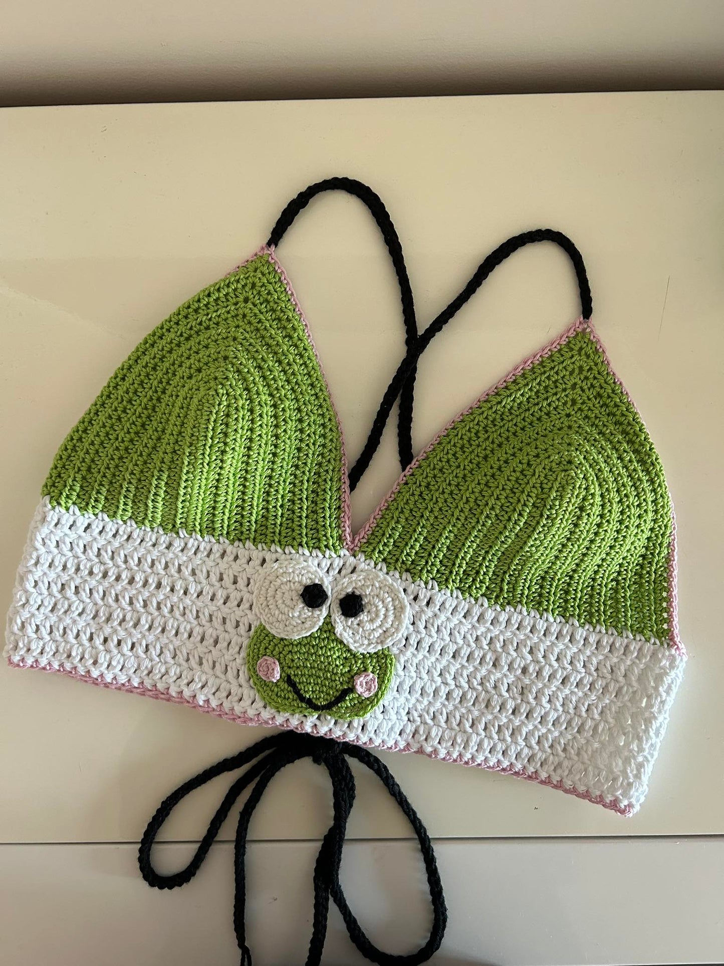 .Sanrio Keroppi crochet crop top with corset back