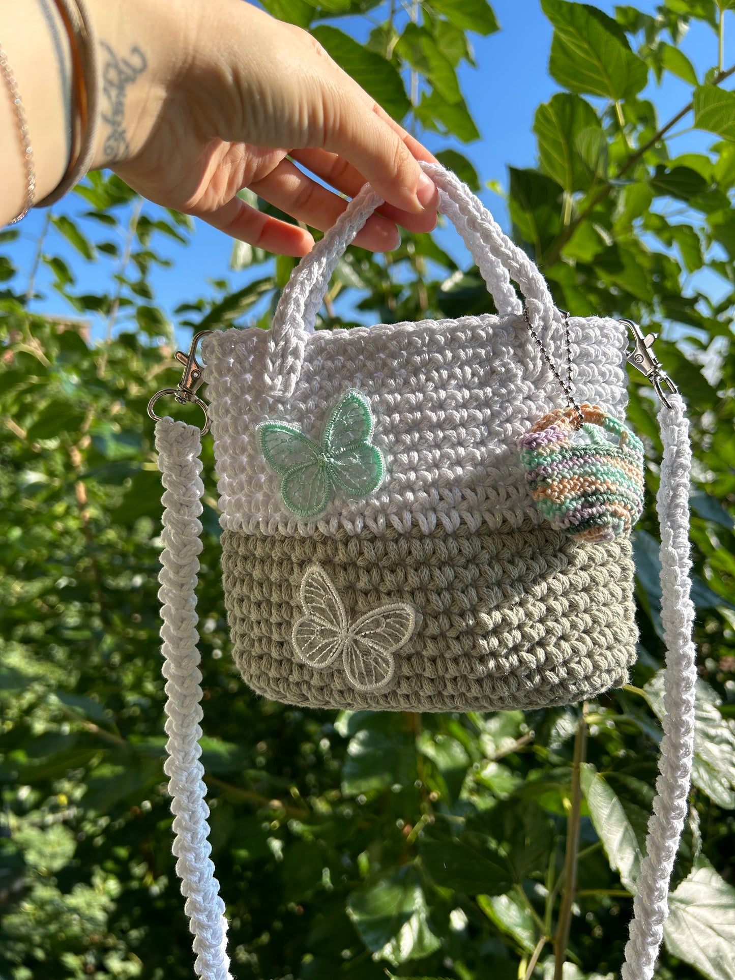 Olive butterflies crochet crossbody bag 🦋