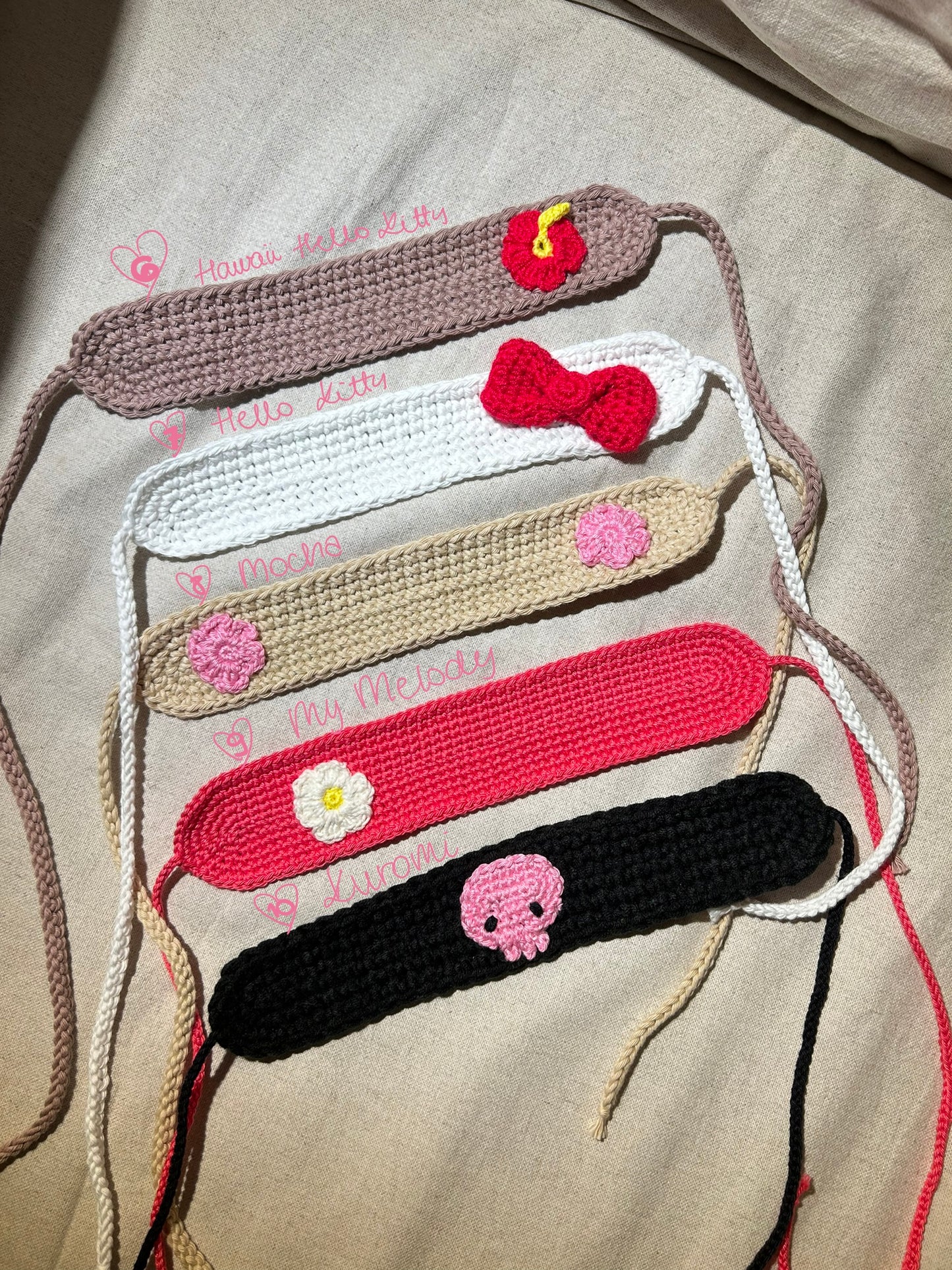 ..🎀 Crochet headbands inspired by sanrio characters, anime and coquette aesthetic