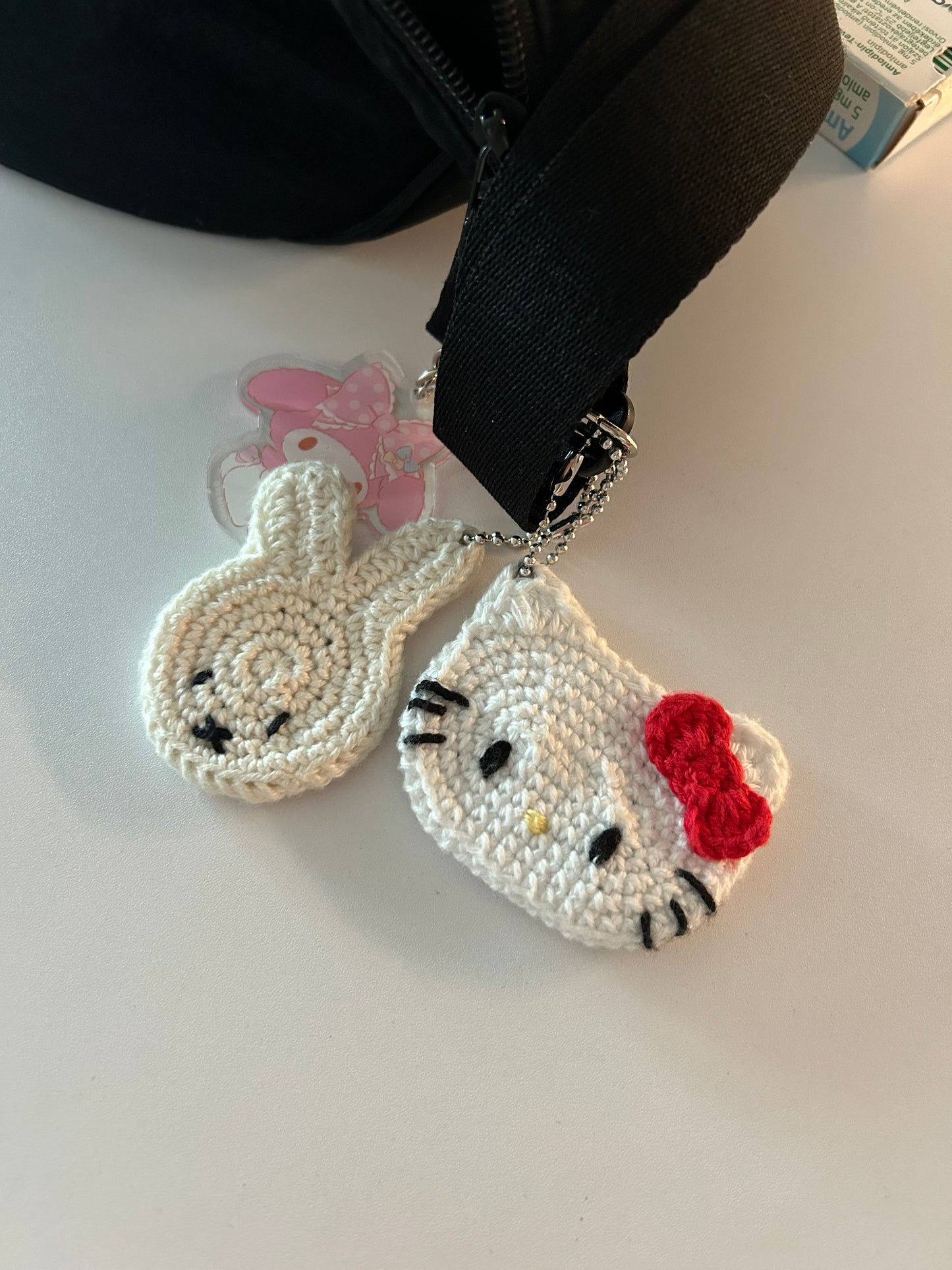 Hello Kitty inspired keychain - 100% cotton